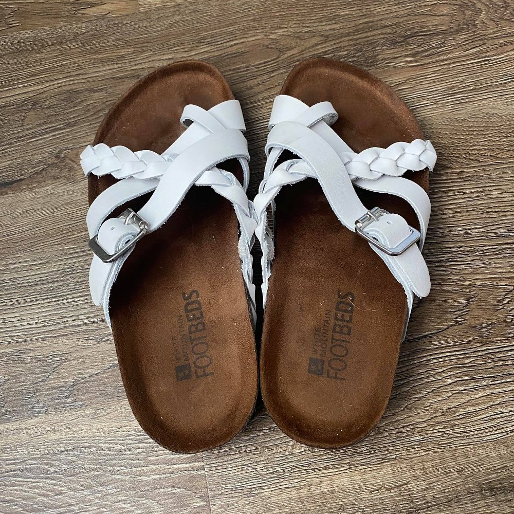 White Mountain Footbed Sandal in White - Size 6